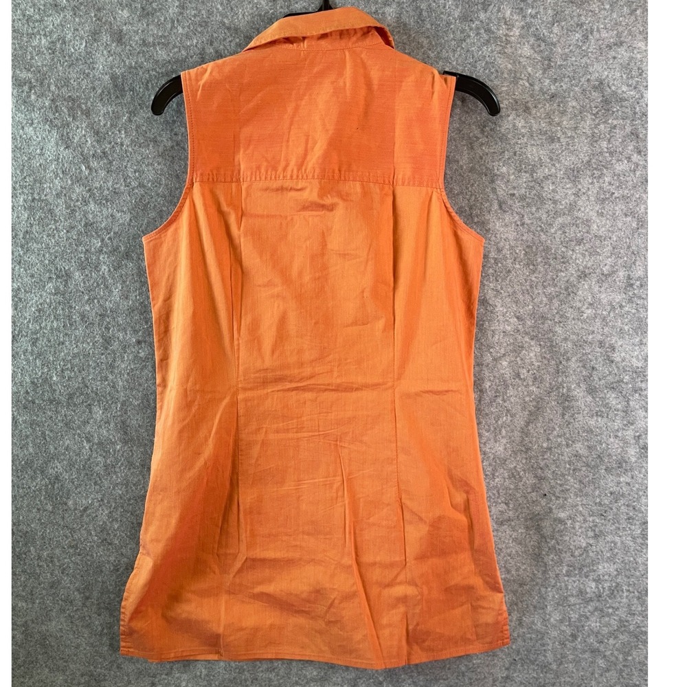 New York & Company City Stretch Orange Sleeveless Button Up Tunic Top XS - Picture 9 of 9